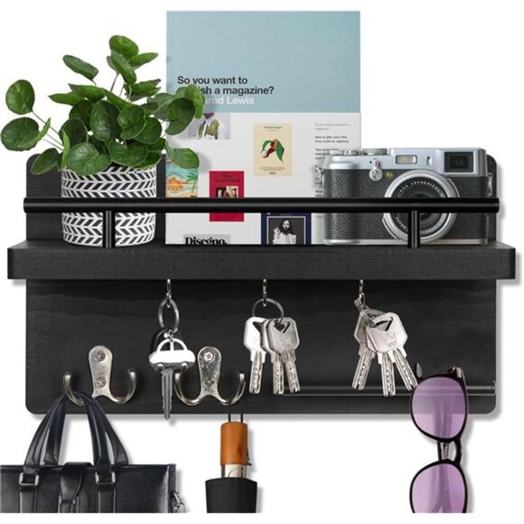 Key Holder for Wall Decorative with 5 Key Hooks, Wall Mounted Key Hangers - Picture 2 of 7